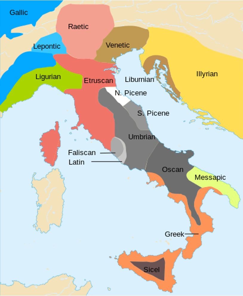 Ancient language of italy map